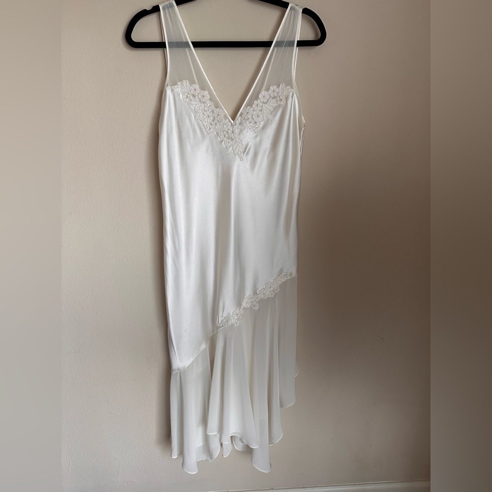 SOLD Vintage Oscar de la Renta Slip Wedding Dress Ivory Satin Lace
